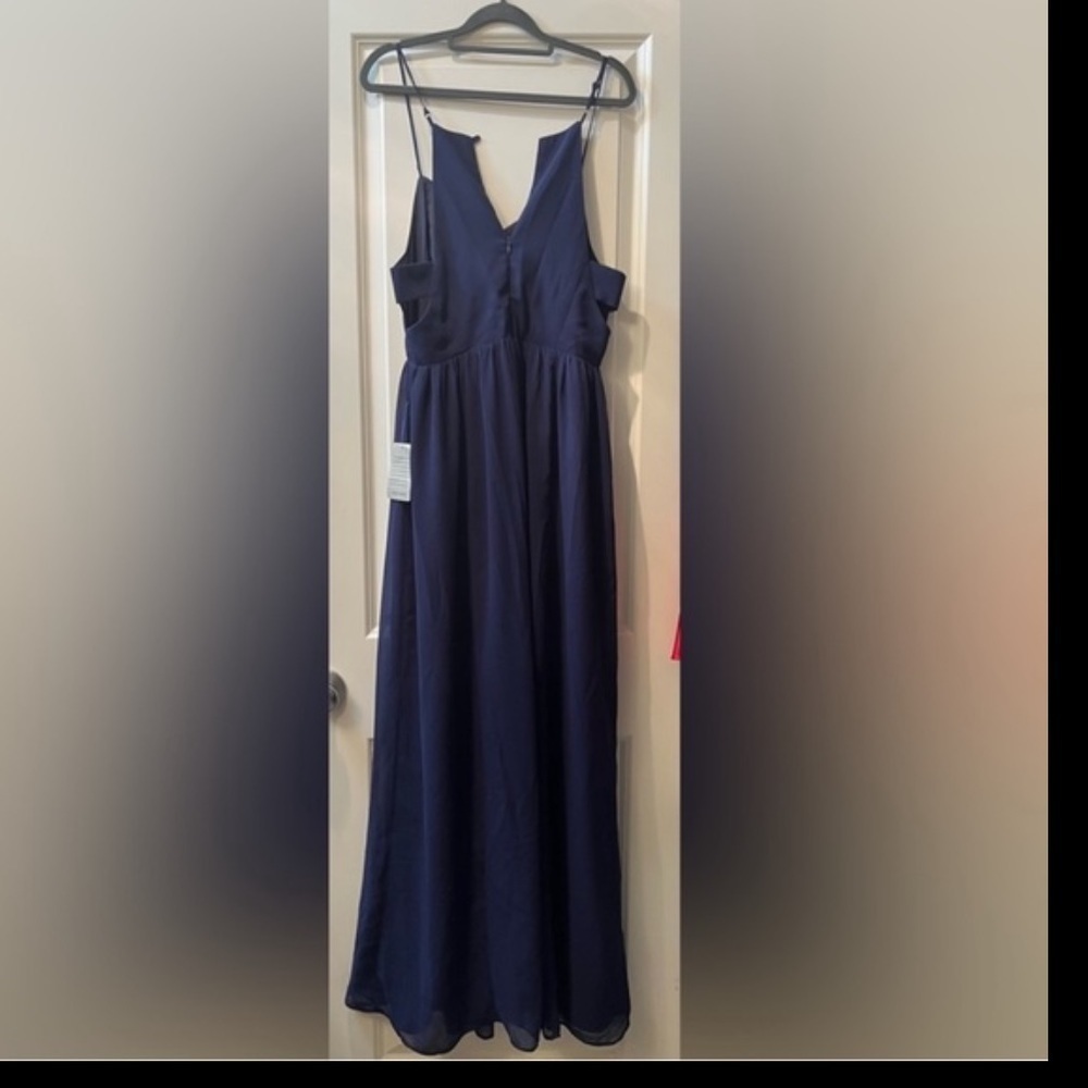 NEW! ADELYNE RAE Side Cut Outs Navy Blue Maxi Dress Festival Hoco Straps NWT - Picture 9 of 17